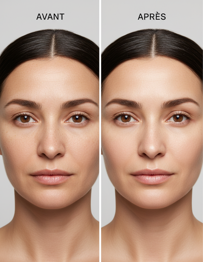 avant: diptyque avant-après teint visage, AVANT terne et APRES unifié