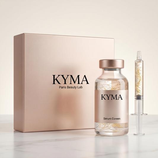 hero: Sérum Coréen KYMA, fiole et applicateur, filaments dorés